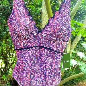 DKNY Printed Mesh-Trim One-Piece Swimsuit Women's